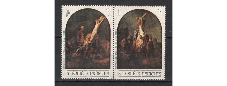 S.TOME E PRINCIPE 1983 - PICTURA RELIGIOASA REMBRANDT - SERIE DE 2 TIMBRE - NESTAMPILATA - MNH / pictura907